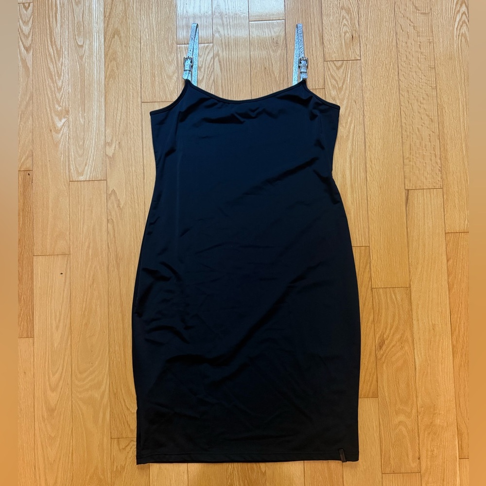 RUDSAK Black Bodycon Dress L with Silver Glitter Straps – Size Large
